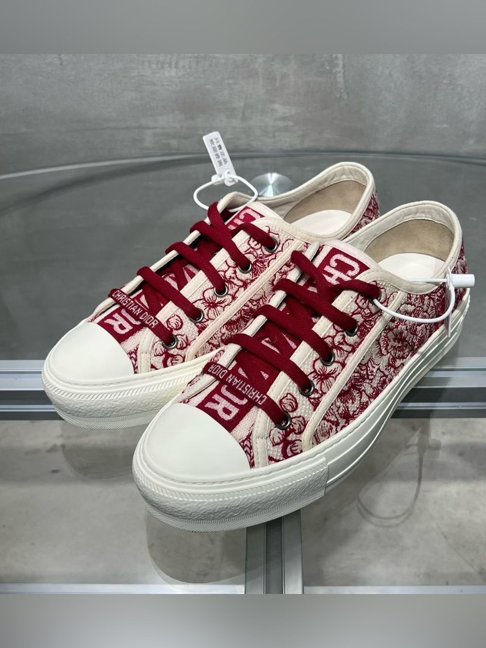 Dior Red and Cream Low-Top Sneakers